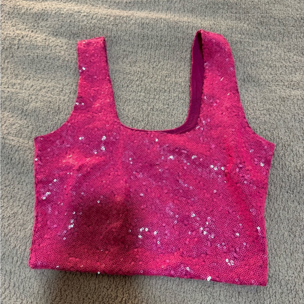 Commando Pink Sequin Crop Top